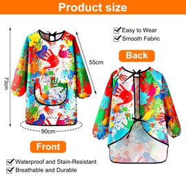 WOKICOR Pack of 2 Children's Painting Apron for 7-11 Years Girls Boys Painting Coat School for Art Painting Crafts Painting Waterproof Ink Putty and Big Pockets Painting Coat School for Painting