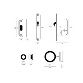 bricoleva.it Sliding Door Lock Set Rosette, Rosette, Round, Without Lock, Handle with Lock for Sliding Door (Color Chrome Satin)