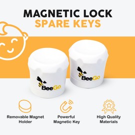 BeeGo Magnetic Safety Locks Spare Keys for - Baby & Child Lock for Kitchen cupboards, Cabinets & Drawers, Baby Proofing Your Home with Extra 2 Child Safety Locks Key for Ease Use
