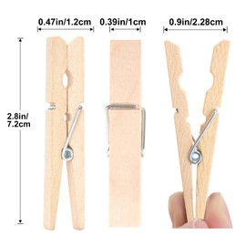 KINGLAKE Natural Clothes Pins Wooden - Large Clothes Pins for Crafts, 2.9'' x 50 Pcs Natural Clothespins Clips with Jute String for Hanging Pictures, Photo Displays, Classroom Arts Crafts