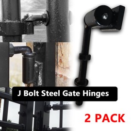 Heavy Duty J-Bolt Gate Hinge Steel Pivot Hinge Welded Hinge for Welding on Larger Iron or Steel Gates, Adjustable Long Bolts Ball Bearing (A-5/8)
