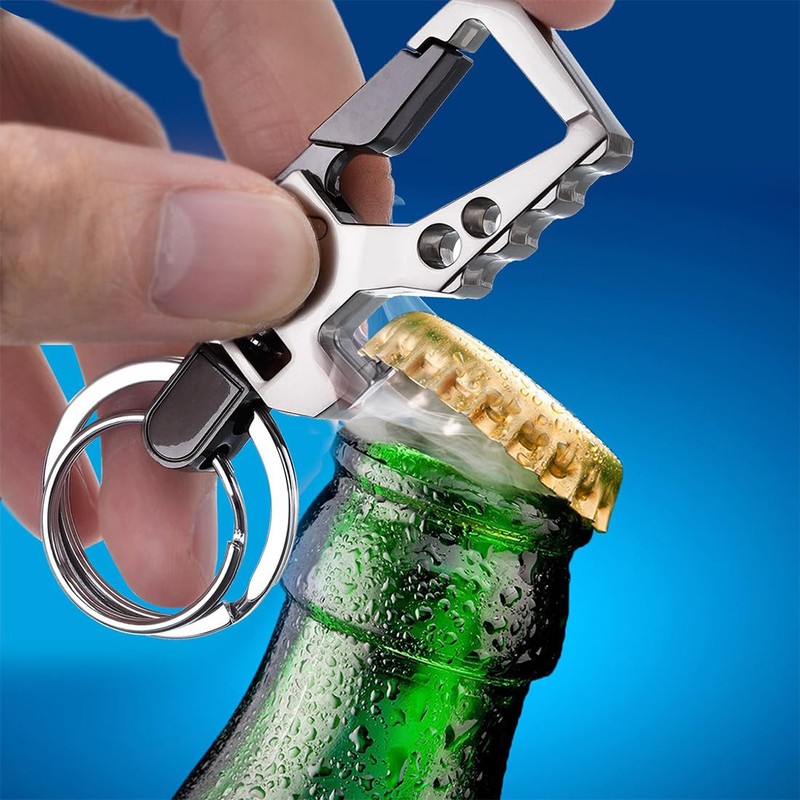 SJLAUX 2 Pcs Multi-tool Keychain, Zinc Metal Keyring with Bottle