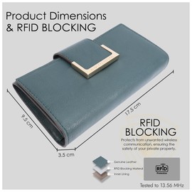 PAUL COSTELLOE Genuine Leather Women's Wallet - Designer RFID-Blocking Bifold Clutch with Multiple Card Slots & Zip Coin Pocket - Available in 6 Stylish Colours, Alto (Mediterranea)