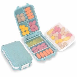 GeorgeX Organizador de Pastilla Organizadoras de Pastillas de Viaje, Pastillero Portátil con 8 Departamentos (azul)