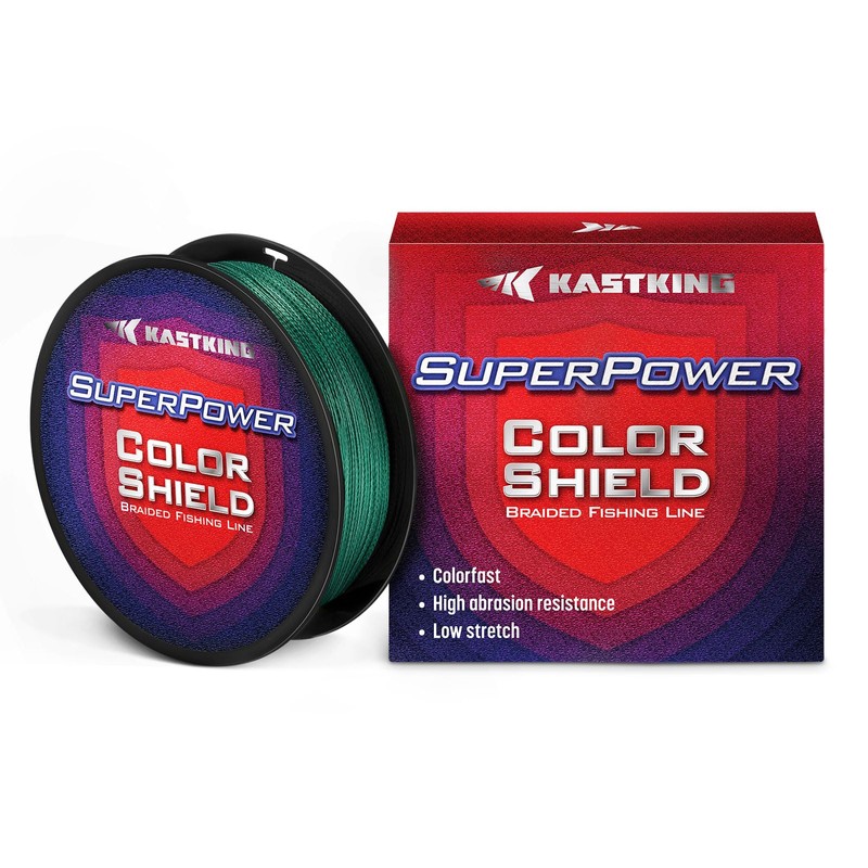 KastKing Superpower ColorShield Braided Fishing Line, Moss Green, 10LB, 150Yards