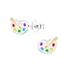 Palette and Paintbrush Stud Earrings 925 Sterling Silver