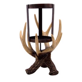Antler Hurricane Candle Holder, Rustic Freestanding Home Decor, Outdoorsy Decoration, 10.5 Inches