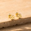 PRTGL Gold Earrings: Dainty Mini Flat Back Baseball Screw Stud