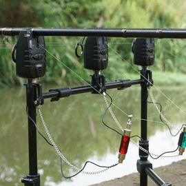 Carp Fishing Bite Alarm and Swinger Set Water Resistant Blue LED (1142)