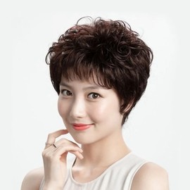 Partial wig top cover crown dark brown human hair wig (WFLNYUV) / 부분가발 탑커버 정수리 다크브라운 인모가발 (WFLNYUV)