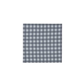 Sleepdown Gingham Printed 100% Cotton Half Panama Reusable Soft Cloth Table Napkins - Pack of 4 - Grey - 41cm x 41cm