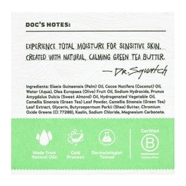 Dr. Squatch NEW Total Moisture Men's Bar Soap - 3-Pack Green Tea Butter - No Added Fragrance - Calming Next-Level Nourishment - Formulated for Sensitive Skin - Non-Exfoliating