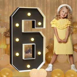 imprsv Marquee Numbers Black 3FT: Black Party Decor - Light Up Number 6 Large 3 Feet Tall - Birthday Decorations for Him Her 6th 16th 60th