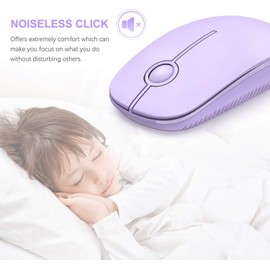 Unipows Wireless Mouse - 2.4G Slim Portable Computer Mouse with Nano Receiver, Less Noise Mobile Optical Mice for Notebook, PC, Laptop, Desktop-Purple
