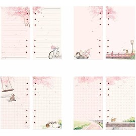 A6 Pink Refill Loose Leaf Paper, 80 Sheets, 6 Hole Notebook Refill for Binders,for Planner, Journal, Notebooks, Budget Organizer