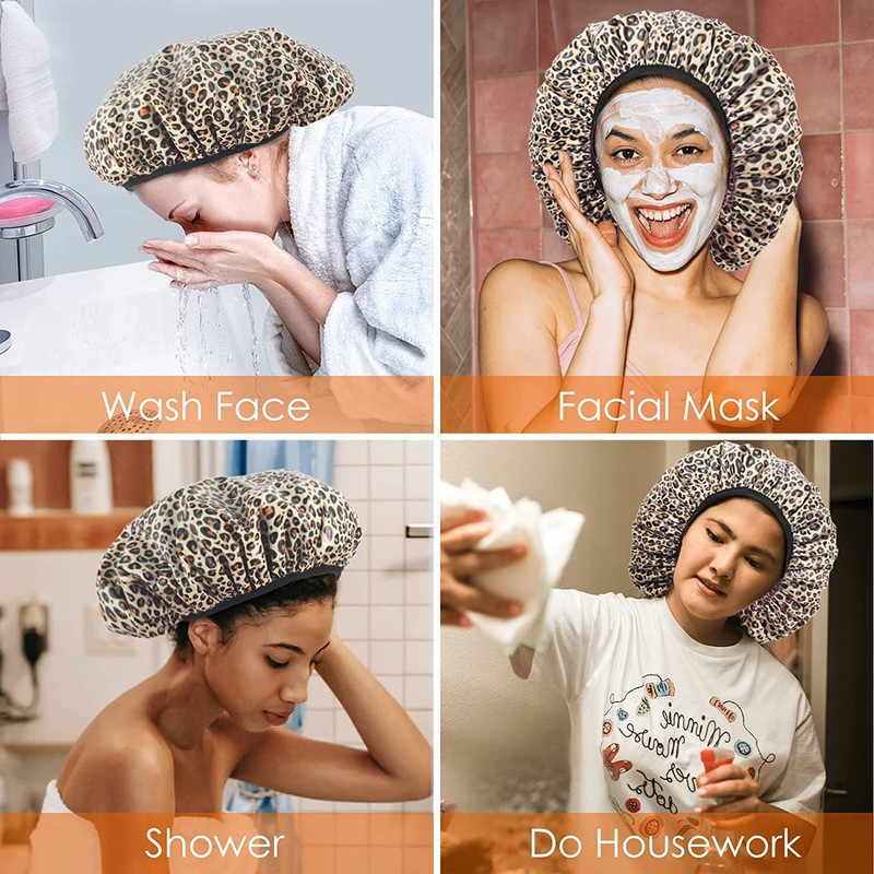 Auban Shower Cap, Shower Cap for Women Terry Cloth Lined