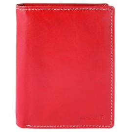 Akzent 3000030 Men's Wallet Real Leather Portrait Format Decorative Stitching 12 x 10 cm, red white