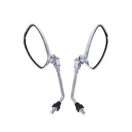 Minho Universal Chrome 10MM Rearview Mirrors Motorcycle Convex Side Mirror Fit Honda Kawasaki Suzuki Race Street Bike Moped Scooter Cub Pocket Bike Dirt Bike M10