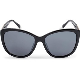 styleBREAKER 09020099 Women's Oversize Sunglasses with Metal Detail on Temple, Oval Polycarbonate Lenses and Plastic Frame, Retro Style, Frame black/gold / glass grey tinted