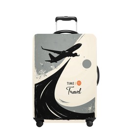 THISFIND Suitcase Cover with Time to Travel Design, Luggage Protector, Fit for 29-32Inch Luggage Durable Travel Bag Cover with Zipper Closure