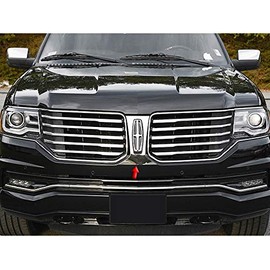 QAA is Compatible with 2015-2017 Lincoln Navigator 1 Piece Stainless Front Grille Accent Trim, Logo Surround SG55655