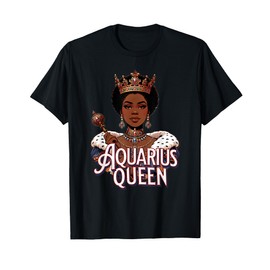 Aquarius AF Vibes Queen Energy Zodiac Regal Afro Crown T-Shirt