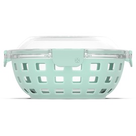 Ello DuraGlass Food Storage Glass Lunch Bowl - Meal Prep Container with Silicone Sleeve and Airtight Lid, 5 Cup, Yucca