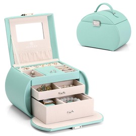 Vlando Princess Style Jewelry Box Half-Moon Design, Fabulous Girls Gift (Green)