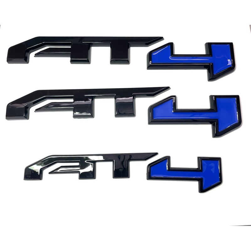 AT4 Badge Emblems 3-Piece in Glossy Black & Blue for