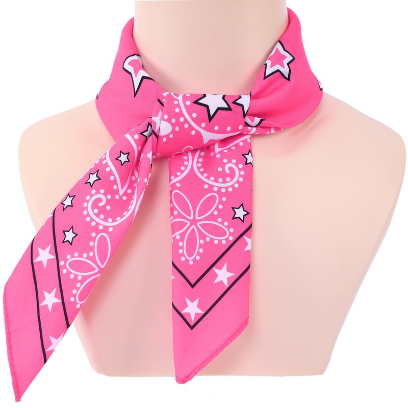 TWAYFEL Hot Pink Bandana Scarf with Star and Pattern Single