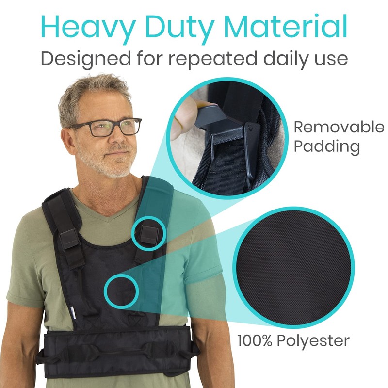 Vive Gait Belt Transfer Harness with Padded Handles and Quick