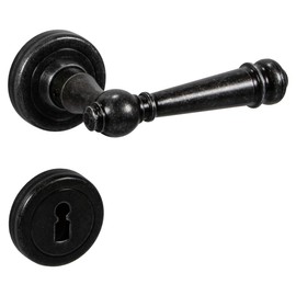 Designer Door Handle Set Vintage | 1 Piece Door Fitting Antique Wrought Iron Door Handle Room Doors - SILVRETTA-R | BB - Deadlock | Door Handle Black Coated | Door Handles in Country House Style with