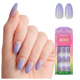 imPRESS X WICKED: FOR GOOD Press On Nails, â€˜Living in a Dreamâ€™, Purple, Medium Coffin, New Improved Adhesive, Up To 10 Day Hold, Includes 30 Fake Nails, 1 Prep Pad, 1 Manicure Stick, 1 Mini File