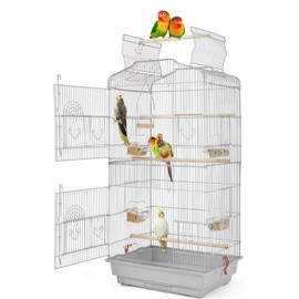 Large Open/Close Play Perch Stand Top Canary Parakeet Cockatiel Lovebird Finch Bird Home Cage with Side Nesting Box Doors