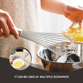 Juego de Gvolatee Batidor Manual De Huevos Profesional Acero Inoxidable, 2 Batidores De Globo (8'' y 10''), 1 Batidor De Huevos Semiautomático Giratorio Para Batir, Batir, Revolver y Cocinar