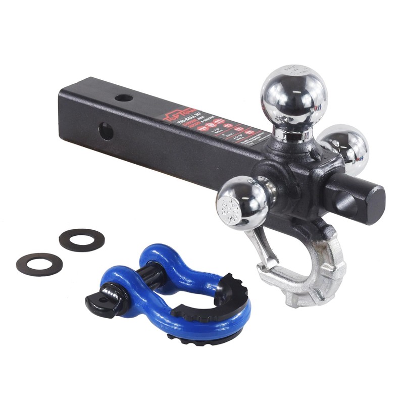 TOPTOW Trailer Hitch with Blue Recovery Shackle Ball Hitch Mount