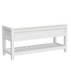 Roundhill Furniture Rouen Clean White Seating Bench with Shoe Storage,