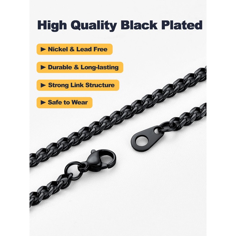 U7 Classic Curb Chain for Men and Women, Stainless Steel,