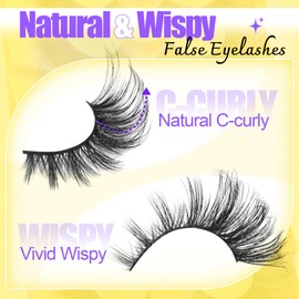 Cat Eye Lashes Wispy False Eyelashes Long Strip 20MM Long Faux Mink Lashes Natural Look Fox Eye Lashes 7 Pairs Curly Volume Fake Eyelashes by Lvmixwig