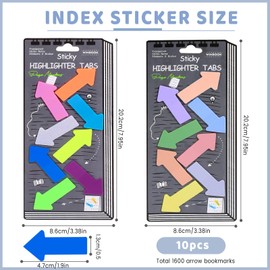 Realand 16 Colors Sticky Tabs, Arrow Flags, Translucent Book Tabs, Page Markers, Index, Sticky Notes, Notes, Stickers for Notes, 1600 Pieces, Neon Colors+Morandi Colors