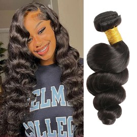 Huarisi 22 Inch Loose Wave Bundles Human Hair Weave, 1 Bundle Brazilian Loose Wave Hair Bundles for Black Women, 10A Brazilian Wavy Hair Extensions Weft 100 g Natural Colour Sew-in