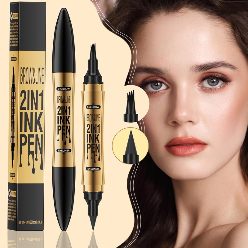 Qaestuan Eyebrow Pencil, Waterproof Microblading Eyebrow Pencil, 2-in-1 Dual-Ended Eyebrow