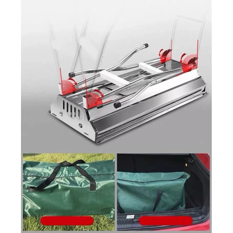 cestbella Asador De Carbón Acero Inoxidable De Almacenamiento Plegable