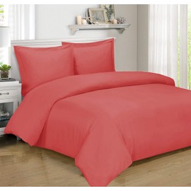 100% Cool Duvet Covers, Viscose Made from Bamboo Duvet Cover Set, Comforter Cover - Duvet Cover Set with Corner Ties and Button Closer, King/Cal King Size Coral