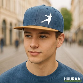 Huuraa Snapback Cap Handball Silhouette Gift Denim Handball Present