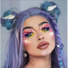 RainaHair Mermaid Makeup Wear Body Wave Hair Purple/Peacock Green/Pale Grey Wig Synthetic Lace Front Wigs Cosplay Holidays Colorful Wig Daily Wear Wig For Women 24"