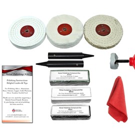 Bench Grinder Add-On Steel Stainless Steel Polishing Buffing Kit 4” x 1/2” Mops