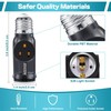 Feekoon 2 Pcs 3 Prong Light Socket Adapter, E26 Light