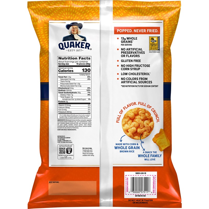 Quaker Rice Crisps Cheddar, 8.5 Oz