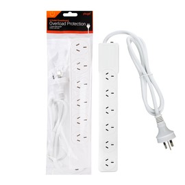 Surge Protector Power Strip, Plugd 6-Outlet Outlet Powerboard, Flat Plug with 1 Meter Extension Cord, Overload Surge Protection, Wall Mount for Home Office, SAA Approved AU (6 Outlets)